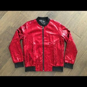 Red Sequin Bomber Jacket